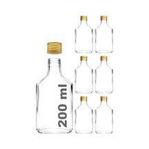 200 Cc Kapaklı Cold Brew Şişesi 200 Ml Yassı Soğuk Kahve Cam Şişe 6 Adet Altın/gold Metal 7009