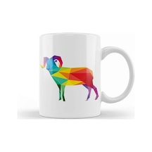 Geometric Animal Rainbow Ram Kupa Bardak Porselen Karışık