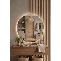 Robin Home Led'li Ayna Dresuar Banyo Lavabo Hol Antre Aynası 60cm Çap Gün Işığı