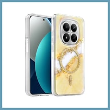 Bezos Onegif Redmi Note 15 Pro 4g Uyumlu Lotus Simli Magsafe Kapak - Gümüş Mbt06