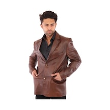 Hakiki Kuzu Derisi Blazer Düğmeli Erkek Deri Ceket Kahverengi Kahverengi Hakiki Kuzu Derisi Blazer Düğmeli Erkek Deri Ceket Kahverengi Kahverengi