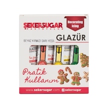 Şeker Sugar Hazır Glazür Beyaz, Kırmızı, Sarı, Yeşil 4lü Set 160gr