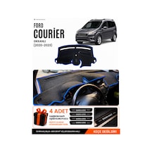 Ford Courier 2020-2023 Ekranlı Uyumlu Torpido Örtüsü, Torpido Kılıfı - Siyah Mavi