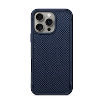 İphone 15 Pro Max Uyumlu Magsafe Özellikli  Fiber Kaplamalı Fiber Telefon Kılıfı Mavi