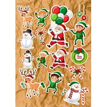 Yılbaşı Christmas 15 Adet Macbook Notebook Tablet Telefon Ajanda Laptop Defter Sticker Seti Diğer