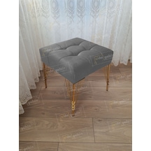 Modern Dilim Puf Ayakucu Puf Gold Metal Ayak 45 45 Gri