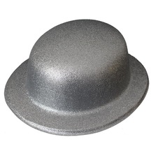 Partidolu Gümüş Yuvarlak Plastik Parti Şapkası Simli