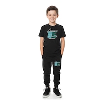 Fyk Kids Erkek Çocuk Give Up Yazı Baskılı Yazlık Alt-üst Takım Siyah
