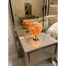 Dekor Yapay Eva Çiçeği Kablosuz Masa Lambası Üst Pudra-alt Eskitme Gold 9v Pil 75-90 Saat