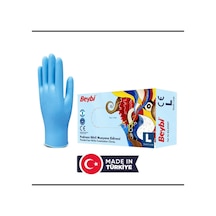 Beybi Mavi Pudrasız Nitril Eldiven L 20 x 100'lü