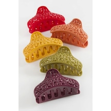 Oval Çiçek Renkli Mandal Toka 8 Cm Çok Renkli