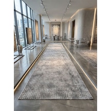 Dinarsu Aksu Prime Gri Halıcılık Modern Kaymaz Taban Salon Hol, Koridor Mutfak Yıkanabilir Jel Kesme Yolluk