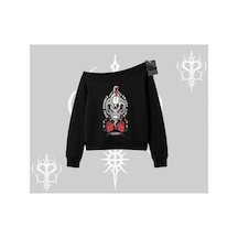 Tarzsokak Kayık Yaka Sweatshirt Stay Humble Work Hard Enjoy Life Siyah