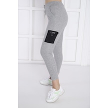 Kadın Spor Slimfit Slimfit G2 Melanj Lastikli Paça Eşofman Altı-4 Açık Gri Melanj