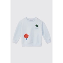 Panço Erkek Bebek Bisiklet Yaka Açık Mavi Sweatshirt