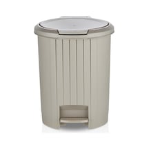 Tr 12 Litre Bas Aç Kapaklı Çöp Kovası - Click Kapak Pedallı Çöp Kovası Banyo Mutfak Çöp Kovası Latte Genel