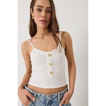 Shade Kadın İnce Askılı Kalp Aksesuarlı Crop Atlet 2226 60284026 - Beyaz