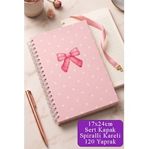 Pembe Sert Kapak Spiralli Kareli Defter 17x24cm 120 Yaprak 1 Adet Not Defteri Okul Büro Ofis Defteri Mor