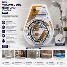 Krom - Örgülü Vakumlu Duş Hortumu 150cm Vakumlu Ambalaj 5468 Çok Renkli