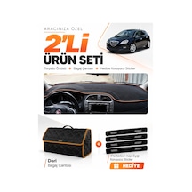 E-biz Lancia Delta 2008-2014 Uyumlu Torpido Örtüsü + Deri Bagaj Çantası - Siyah-kahverengi - Ln001