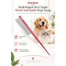 Shernbao Kedi Köpek Sivri Saplı Metal Anti Statik Örgü Tarağı