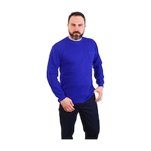 Eser - Bisiklet Yaka Sweatshirt - Cepli - Saks