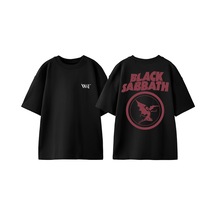 Thewert Black Sabbath Red Tasarım Sırt Baskılı Pamuk Siyah Oversize T-shirt