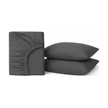Septumium%100 Pamuklu Lastikli Çarşaf, Andrasit, 2 Yastık Kılıfı Dahil 160x200 Abanoz