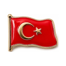 Rozet Türk Bayrağı Gönderli Sarı