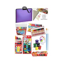 Öğrenci Boyama Seti 11 Parça 1 Paket 35x50 Resim Çantası Resim Defter Fatih Sulu Boya Kuru Boya Pastel Boya Keçeli Kalem Lila