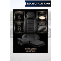 Renault Clio 3 2014 Uyumlu Lüks Premium Siyah Renk 2 Adet Minder Ve Yastık