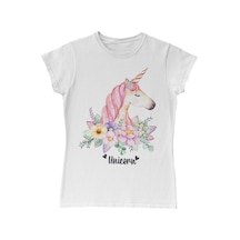 Unicorn Pink Anneler Günü Beyaz Kadın Tshirt 001