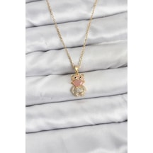 316l Çelik Zincir Gold Renk Teddy Bear Model Zirkon Taşlı Kadın Kolye - Lisinya Çok Renkli