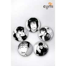 Jujutsu Kaisen Toji Fushiguro Güç & Karizma İğneli Buton Rozet 5li Set Vol.2 Çok Renkli
