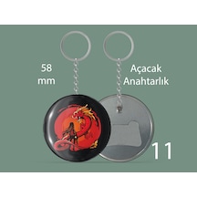 58 Mm Buton Açacaklı Anahtarlık Yuvarlak Baskılı Anahtarlık Ejderha Ve Kadın Çok Renkli