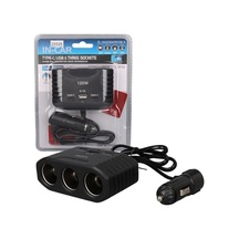 Olesson 2012 12-24v Çift Type-c - Tek Usb Girişli 120w 80cm Kablolu 3'lü Araç Çakmak Çoklayıcı