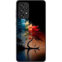 Samsung Galaxy A33 Uyumlu Dört Mevsim Ağaç Baskılı Silikon Kılıf Renkli