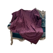 Kaymaz Tabanlı Tay Tüyü Çekyat, Koltuk, Kanepe Örtüsü Mor Renk 175x210cm Çok Renkli