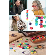 Renkli Ahşap Boncuk 32mm 10 Lu 1 Paket Renkli Ahşap Boyalı Yuvarlak Doğal Boncuklar Saç Takı Tasarım Ektinlik Kreş Okul