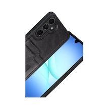 Samsung Galaxy Uyumlu   A17 5g Sara Kartvizitli Deri Kılıf - Siyah