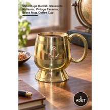 3 Adet Pirinç Çapali Kupa Bardak Metal Kupa Bardak, Masaüstü Kullanım, Vintage Tasarım, Brass Mug, Coffee Cup