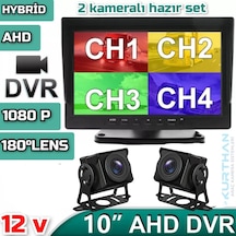 10 İnç Hybrid Dvr Ekran 2 Adet 180 Derece Balık Gözü Lens 12 Volt