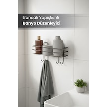 Kendinden Yapışkanlı Asılabilir Kancalı Banyo Ve Mutfak Düzenleyici Organizer - Siyah Siyah