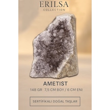 Sertifikalı Ametist Taşı Kütlesi 148 Gr Ham Doğal Kristal Dekoratif Taş Parçası