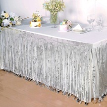 Mey İthalat Gümüş Metalize Masa Eteği 275x75 Cm Kendinden Yapışkanlı