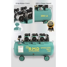 R.m.d Kompresör 200 Lt Yüksek Emişli Yağsız Teknoloji Hava Kompresörü - Imp1500x3ı200