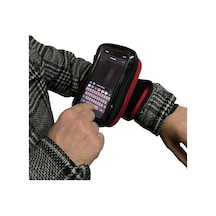Motobros Motosiklet Kola Takılan Çantalı Telefon Tutucu Kol Telefon Tutucu 6.7" E Kadar Kırmızı Renk