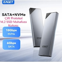 Eaget Se630d M2 Nvme+sata Muhafaza Kutusu Çift Protokol Ce Lisanslı 2280/2260/2242/2230/ 10gbps 3.2 Yüksek Hızlı Son Nesil Teknoloji Metal Sağlam Şık Tasarım