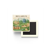 9x9 Cm Buzdolap Magnetleri - Belarus - 2'li Pul Ve Paper Seti