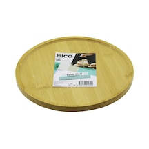 Yuvarlak 24.5cm Ayaklı 4cm Kenarlı Yüzey Ahşap Bambu Sunum Tepsisi - Mini Sofra 5468 Çok Renkli